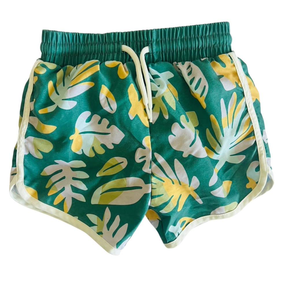 Little Co Tropical Green Swim Trunks